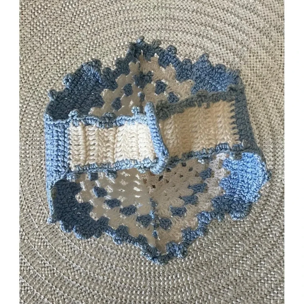 VTG Handmade Crochet Potholders 5pc Scalloped Grandmacore Cottagecore Farmhouse